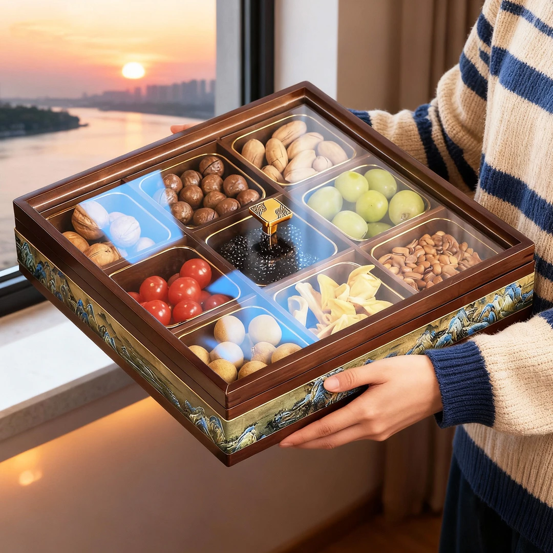 新款九宫格干果盘客厅家用高档大气茶几零食糖果收纳水果盘瓜子盒