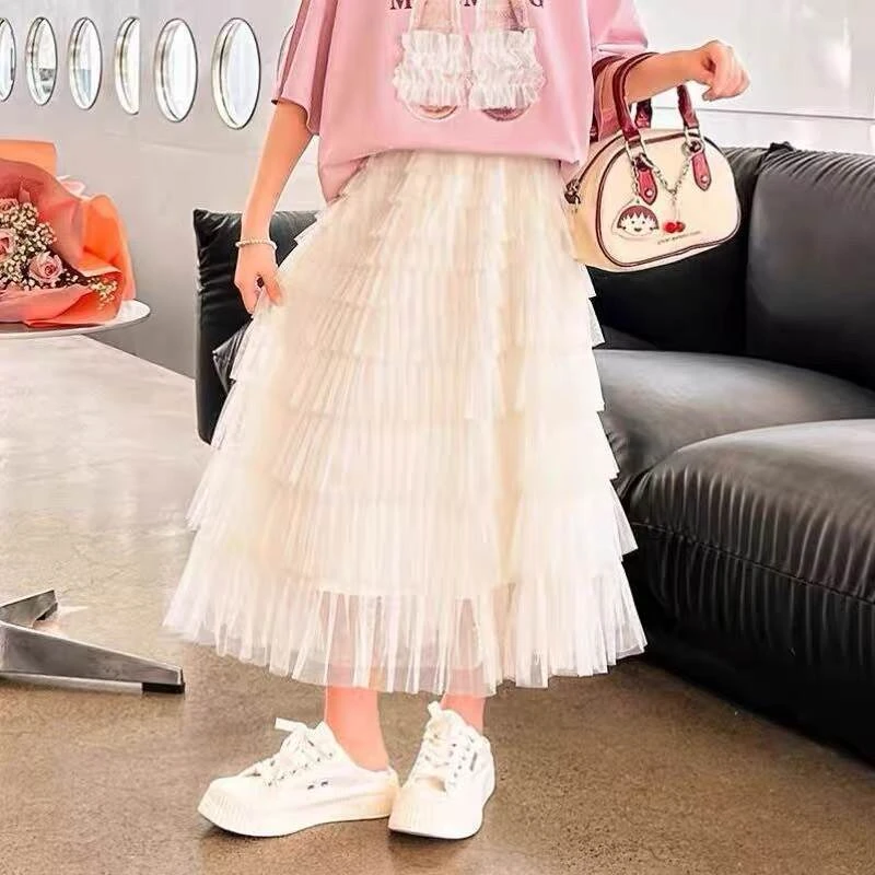 短裙突突裙女童蛋糕半身裙春秋季百搭洋气仙女中大童中长裙