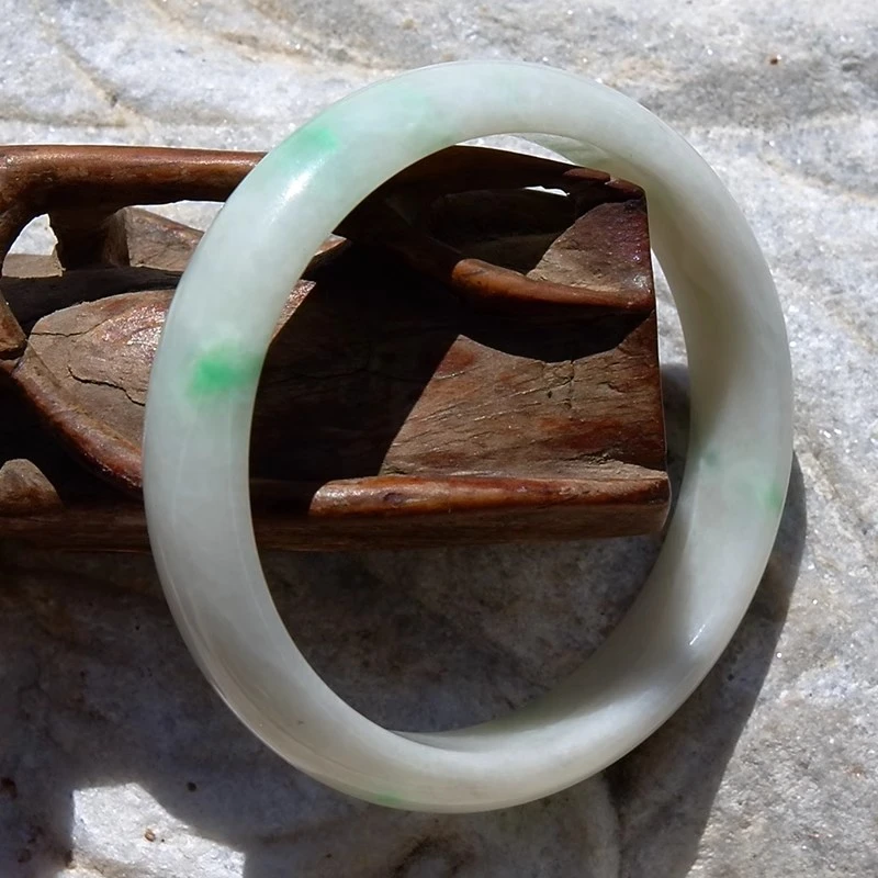 月一夕8506天然A货缅甸老坑正阳绿经典翡翠手镯子宝玉石证书52