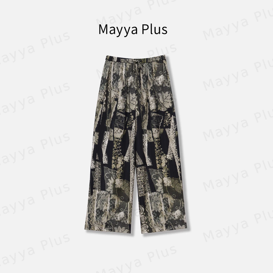 【漫野】Mayya Plus麦芽定制轻奢气质显瘦欧若风梭织裤32526132