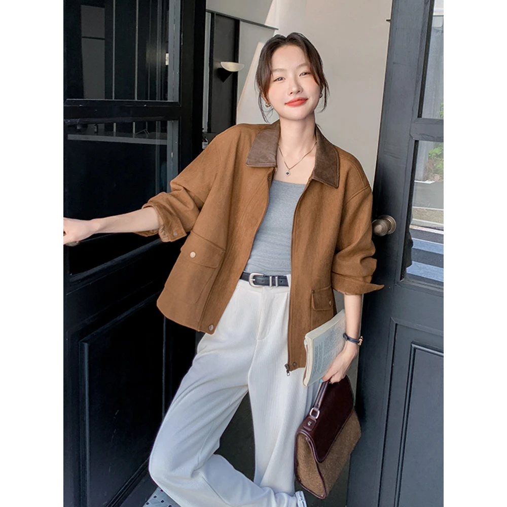 美拉德棕色外套女2025春季新款气质休闲小个子夹克韩系chic短上衣