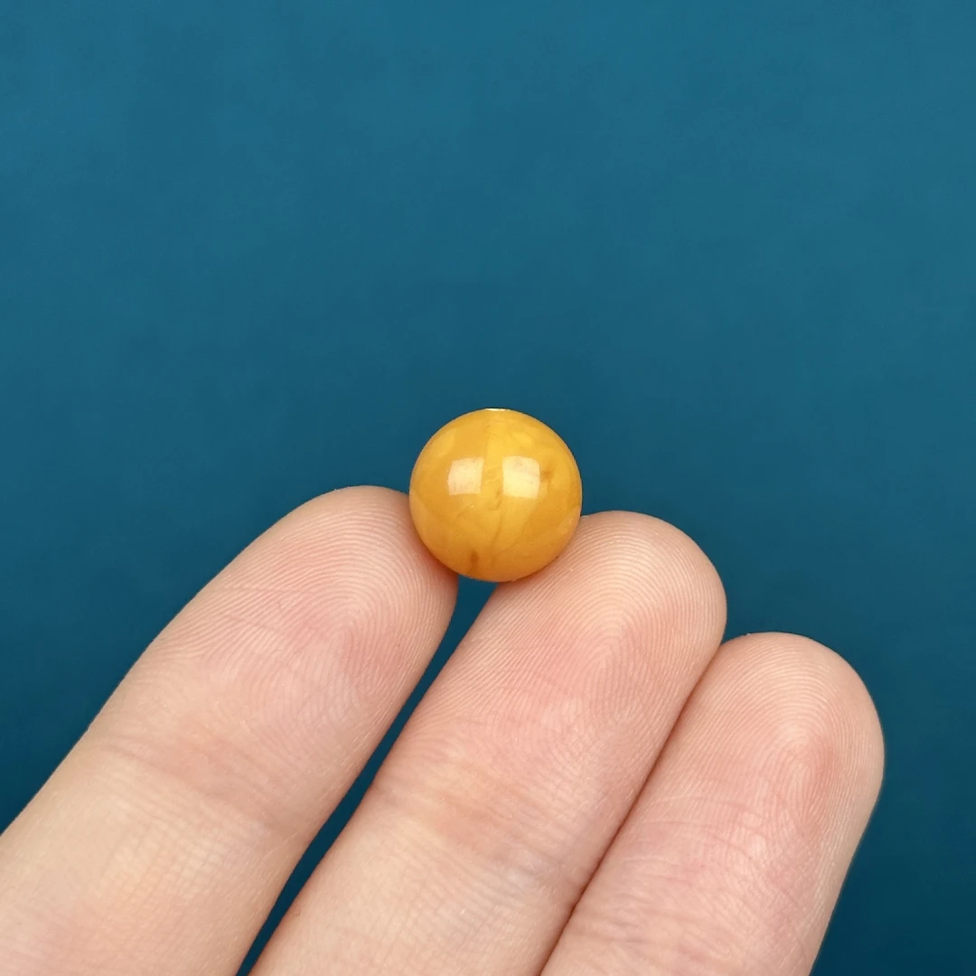 D7803天然原矿蜜蜡 圆珠【微微瑕】10.8mm支持复检假一罚十