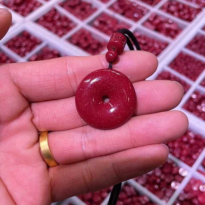 天然辰砂紫金砂2.8平安扣吊坠