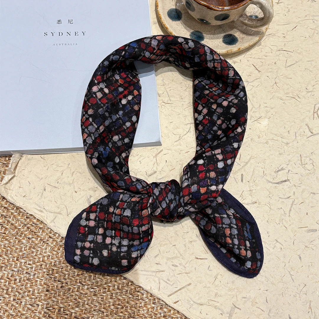 【67*67】春夏新款百搭双面双色丝巾复古优雅高级感小方巾25W014-12