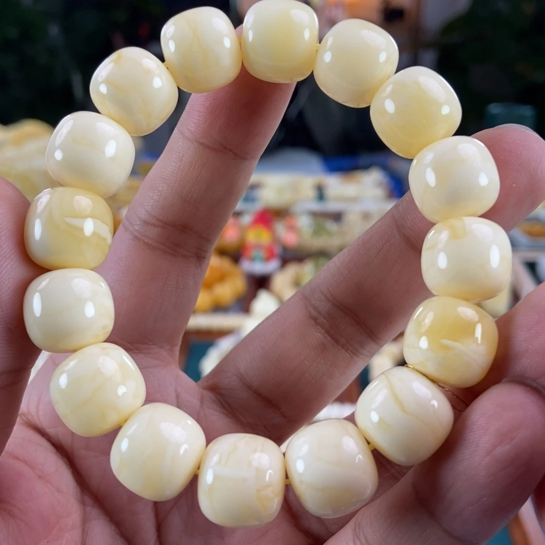 琥珀未镶嵌珠宝奇石14白蜡同料老型手串26.63