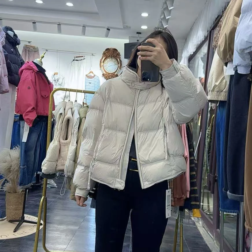 冬新品简约立领净版短款加厚通勤百搭高档设计感羽绒服女棉衣棉服