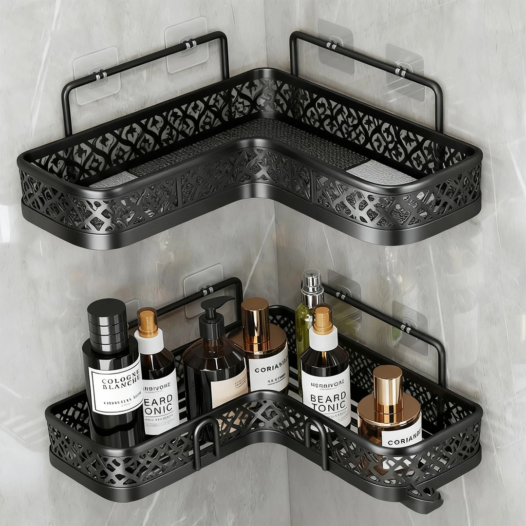 卫生间置物架墙上转角免打孔护肤品收纳架浴室洗手间化妆品整理架