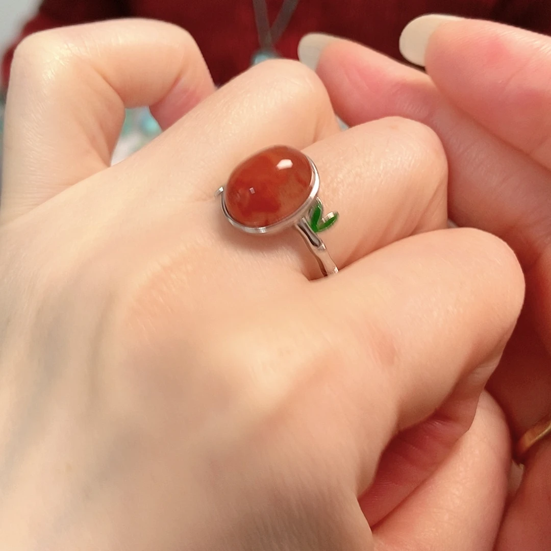 南红玛瑙银S925镶嵌珠宝奇石