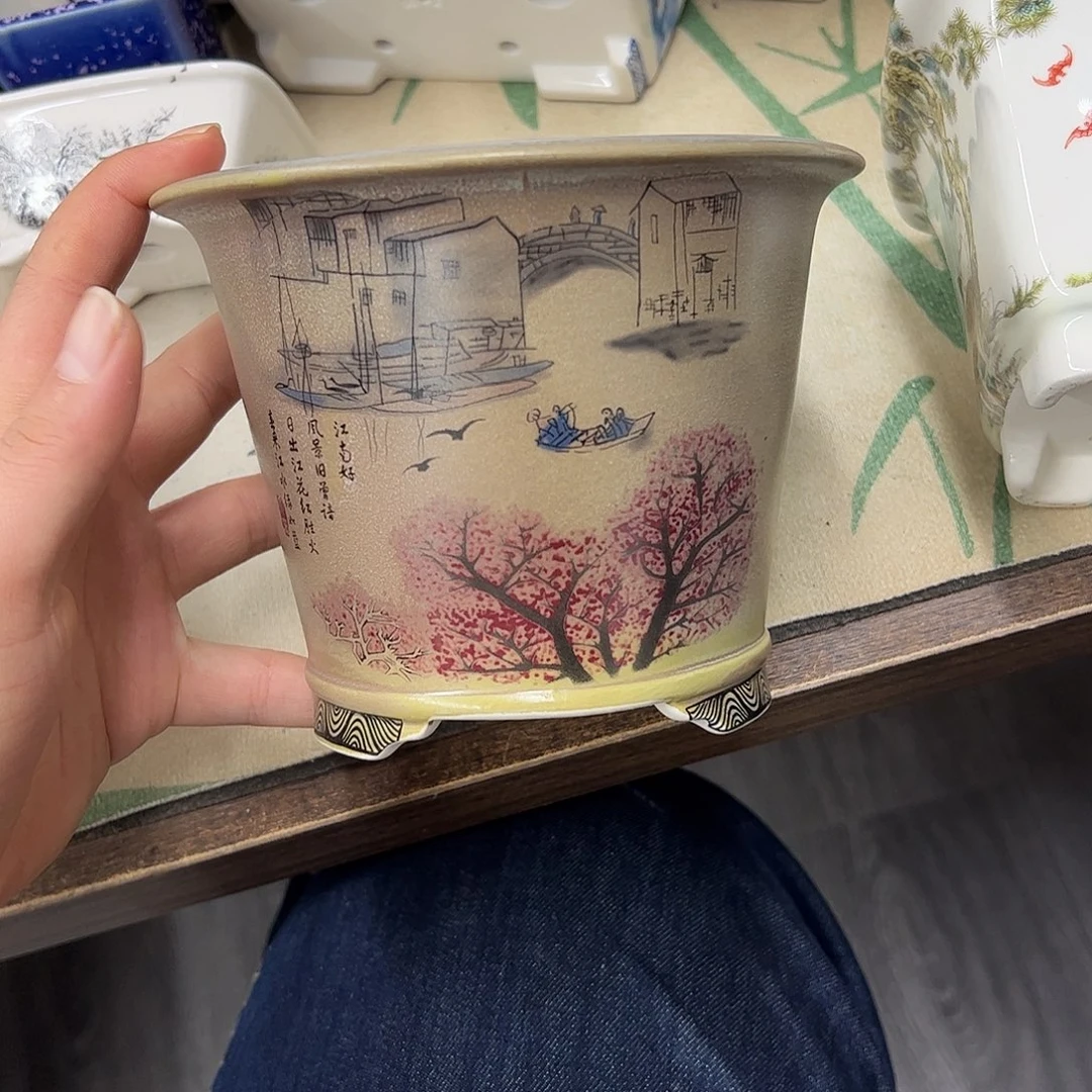 紫砂花盆107号瑕疵14.5/11.5cm窑变