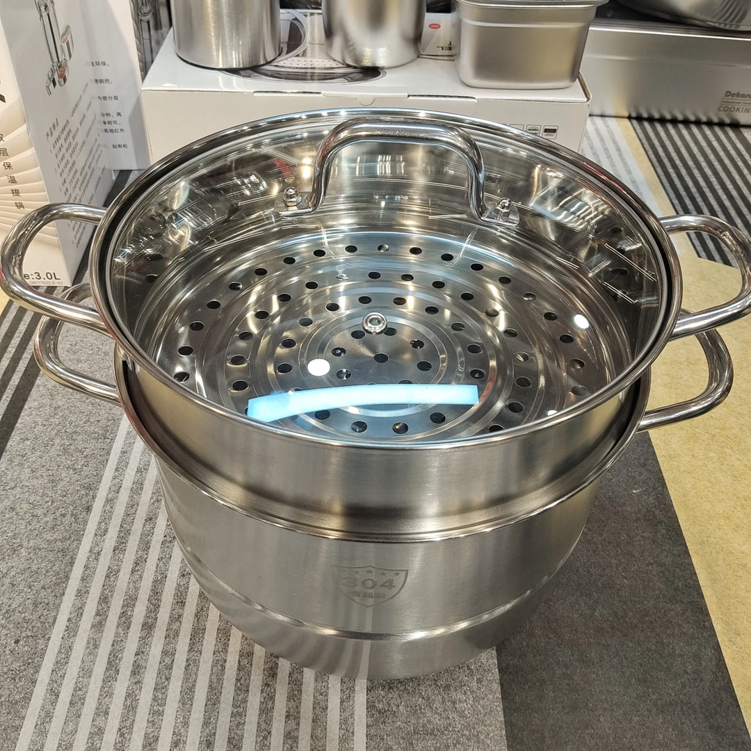 不锈钢制品26CM三层蒸锅多功能汤蒸锅