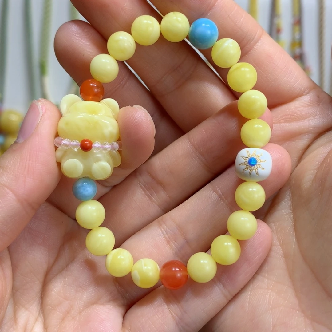 未镶嵌蜜蜡手链7.7m m