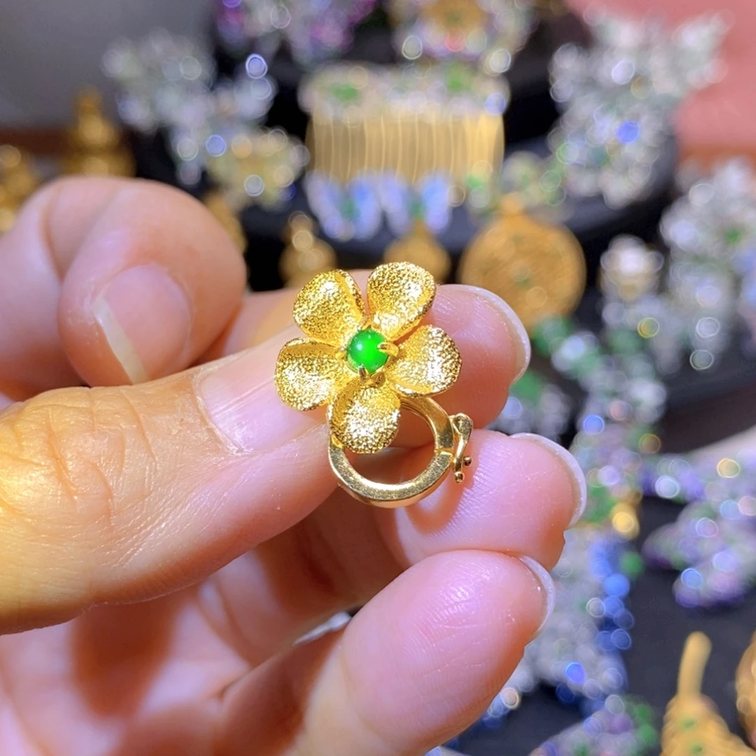 吊坠(不含链)银S925镶嵌翡翠