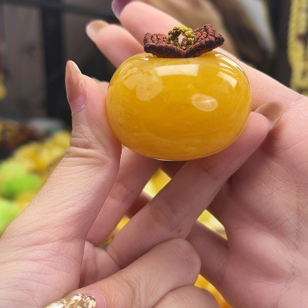 裸石琥珀未镶嵌33g虎皮橘红焦皮柿子