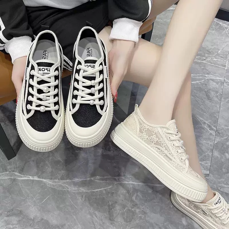 【8801】踩屎感镂空渔夫鞋女夏季蕾丝网纱板鞋软底运动薄款帆布鞋