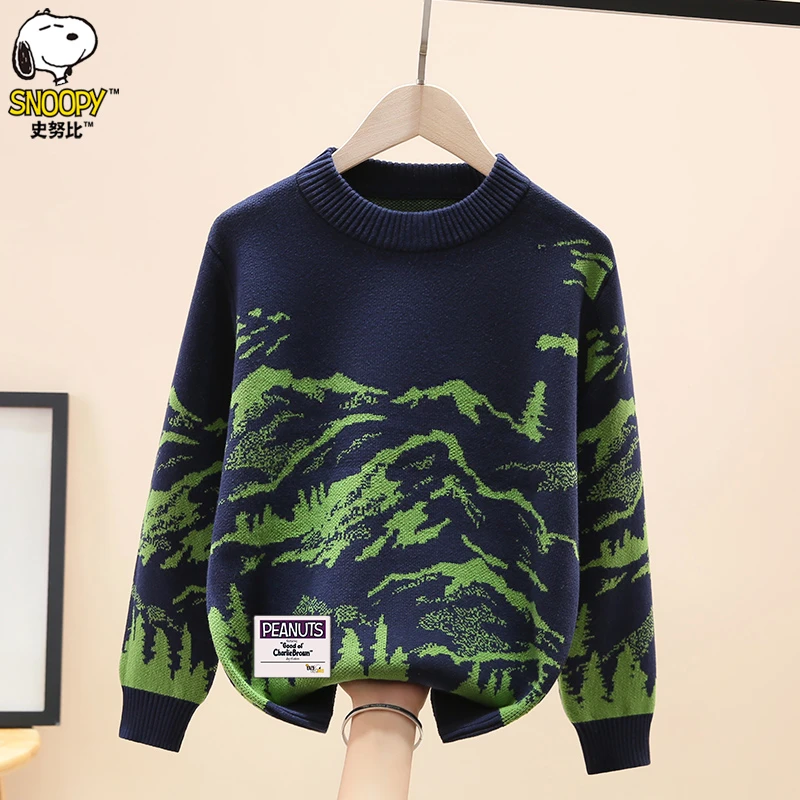 Snoopy/史努比男童毛衣针织衫中大童韩版套头秋冬新款儿童加绒厚