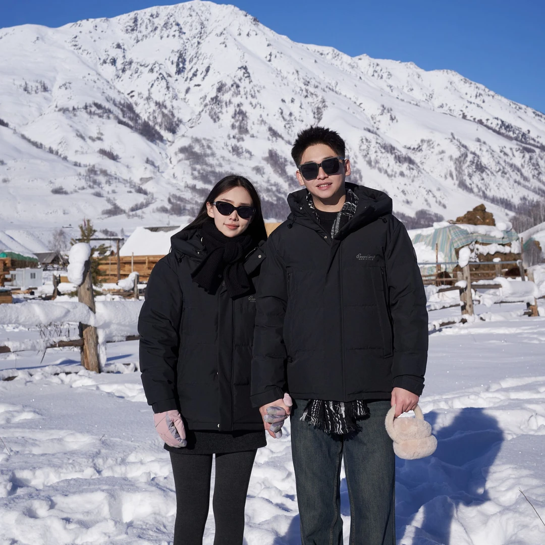 斯巴奴加厚羽绒服男短款2025冬季新款连帽面包保暖秋冬装防寒外套