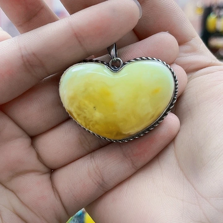 琥珀银S925镶嵌颈饰吊坠