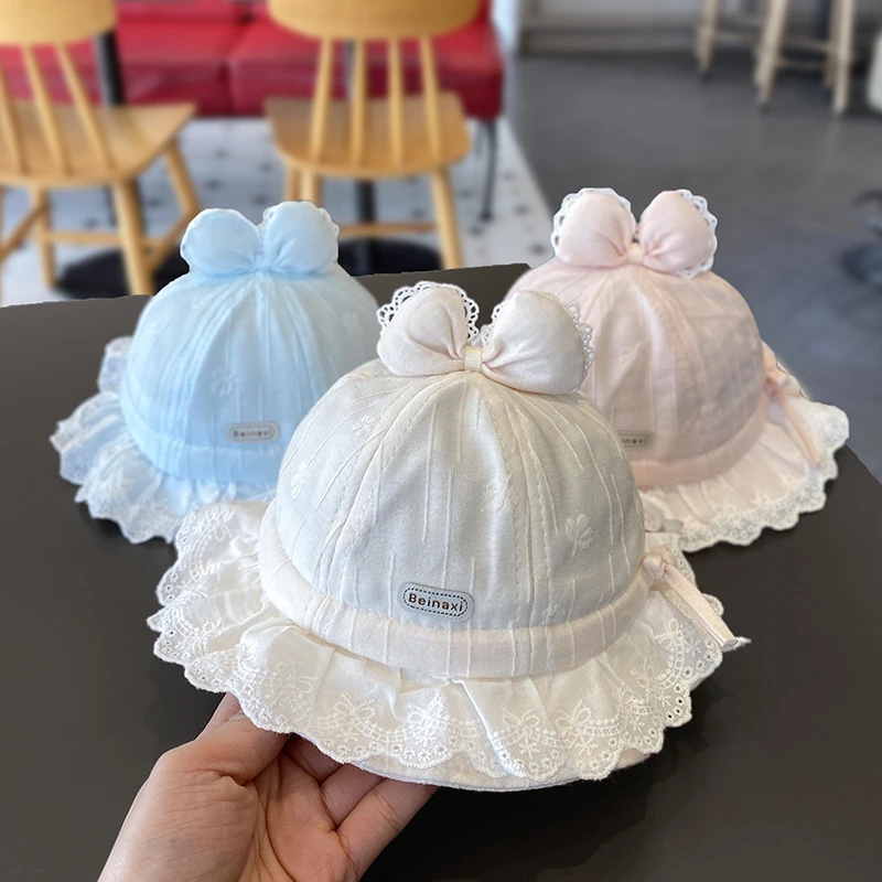 婴儿帽子春秋薄款甜美可爱女宝渔夫帽婴幼儿遮阳防晒宝宝盆帽春天