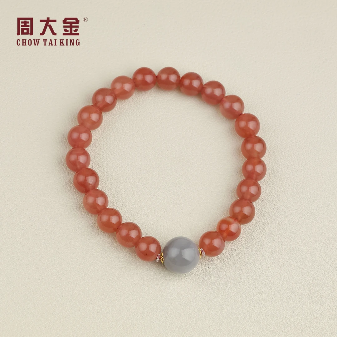 【周大金玉石】18K南红手串-S4760-鹤