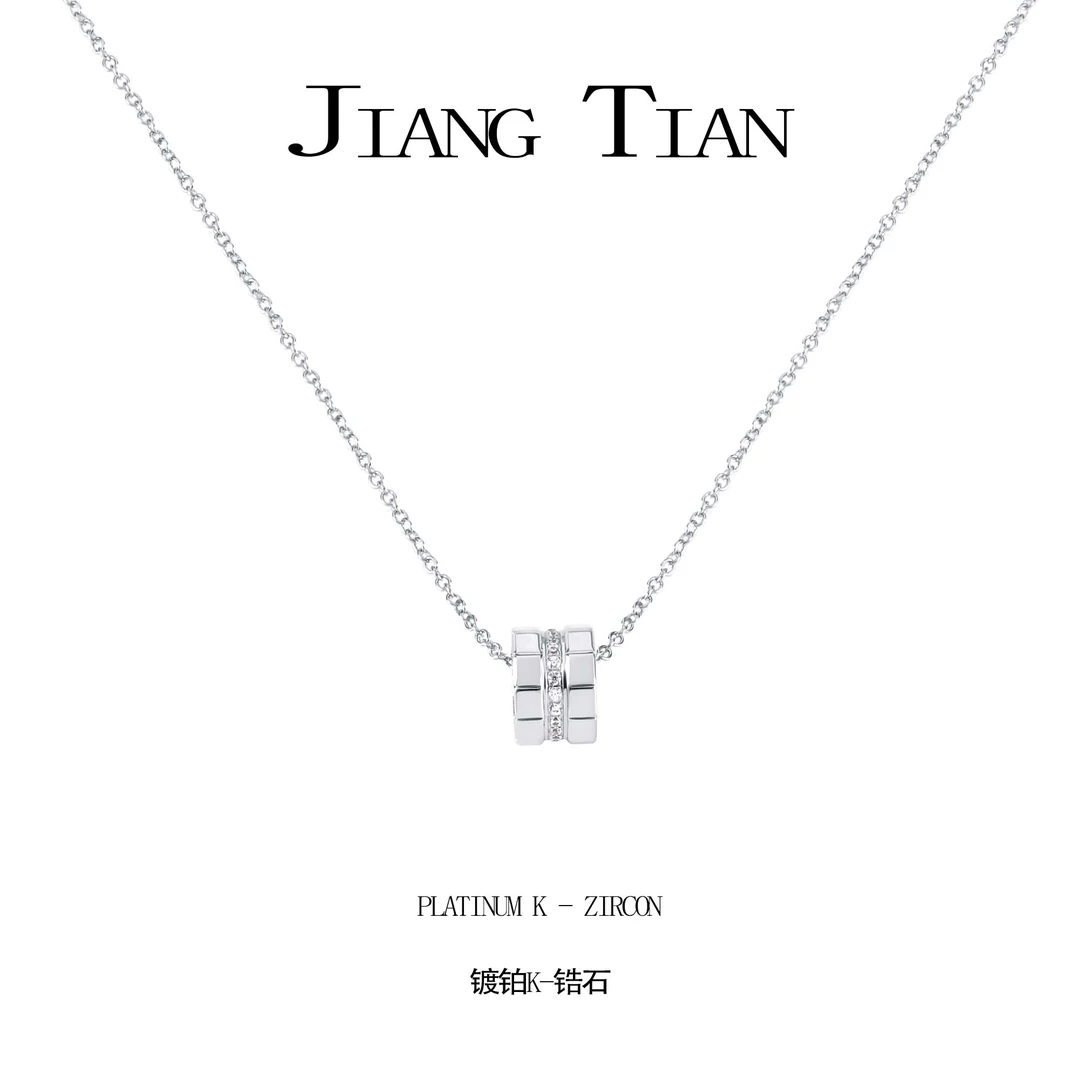 铜合金项链 CNC精工 银色冰块间钻时尚项链P1266