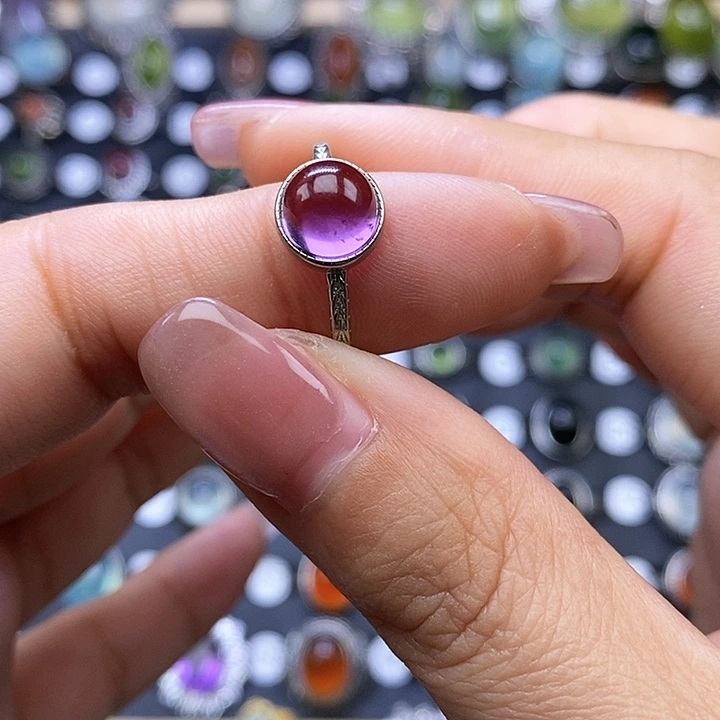 紫晶戒指银S925镶嵌戒指