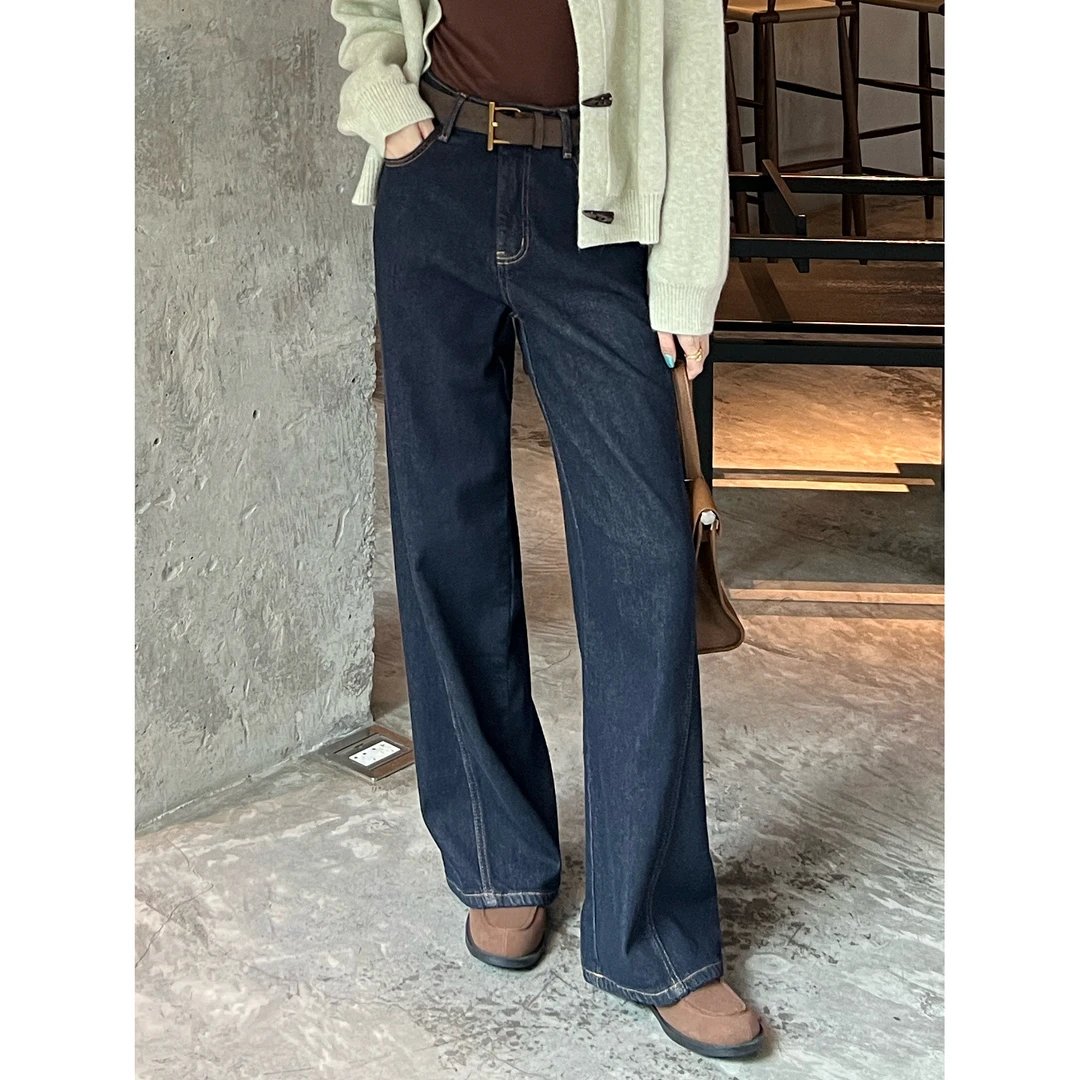 KIKI严选：36627-YER家欧洲站南油秋季新款简约皮带磨毛牛仔裤