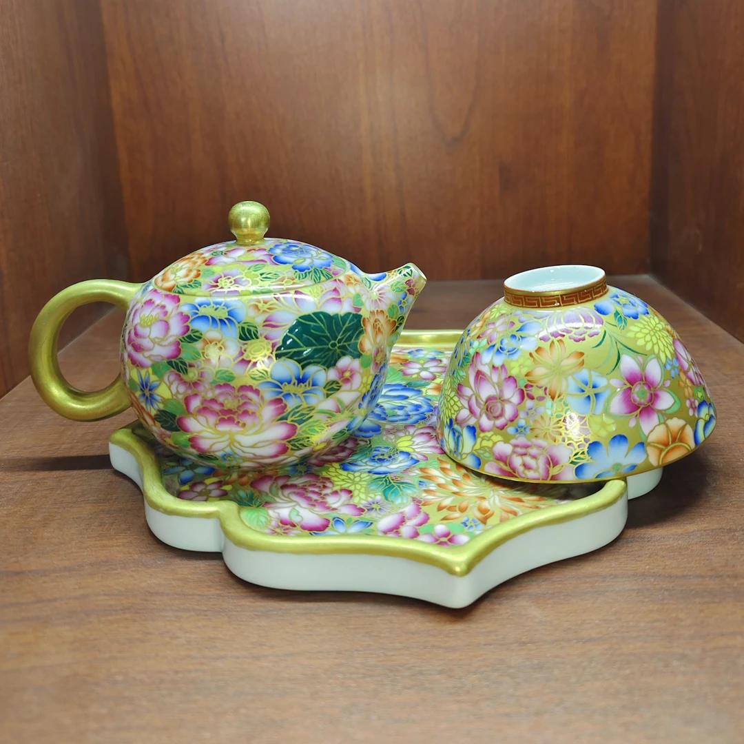 景德镇陶瓷珐琅彩手工手绘茶具套装