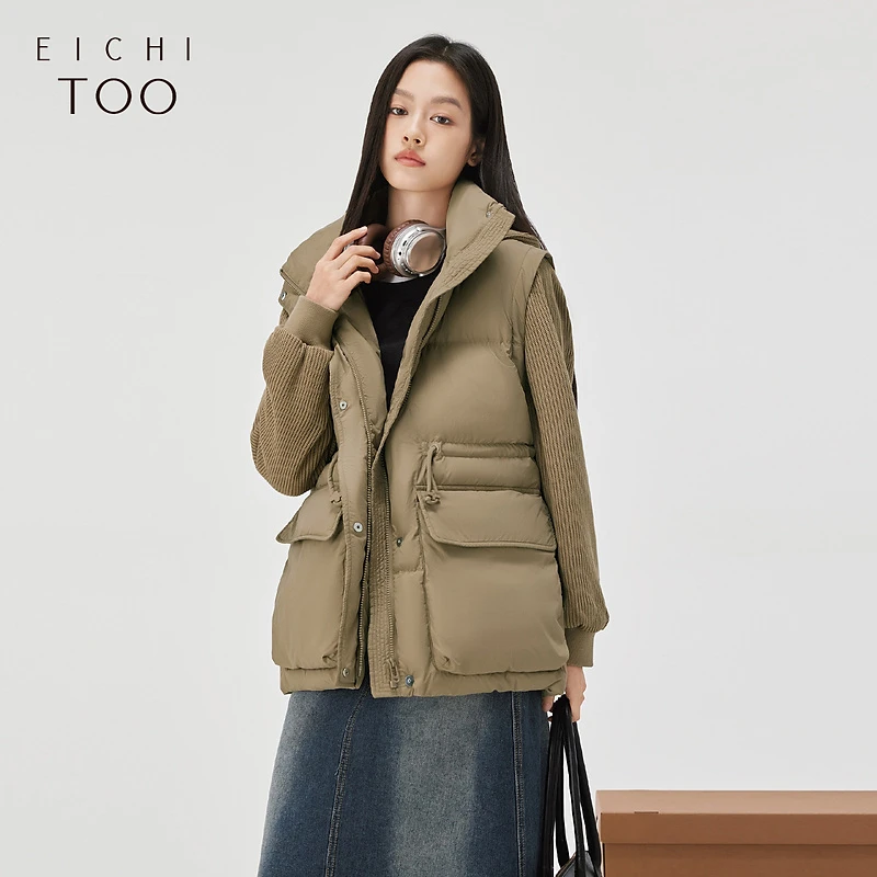 A爱居兔假两件棉服女冬新保暖舒适针织拼接棉服外套EWMAJ4P001A