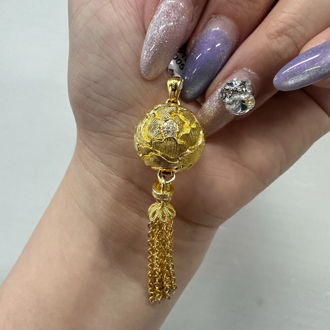 【金吊坠】点钻牡丹绣球吊坠黄金5G足金999百搭附加【288/88】