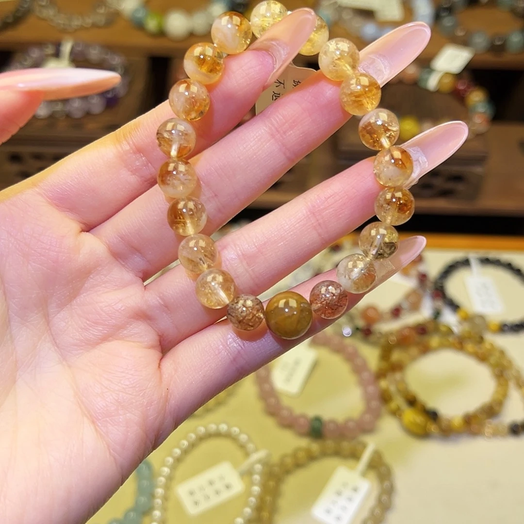 手串银S925镀金镶嵌水晶黄1185