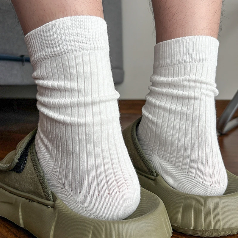 堆堆袜子男女孩夏天薄袜子中筒袜纯色棉袜无骨袜韩系百搭长筒袜