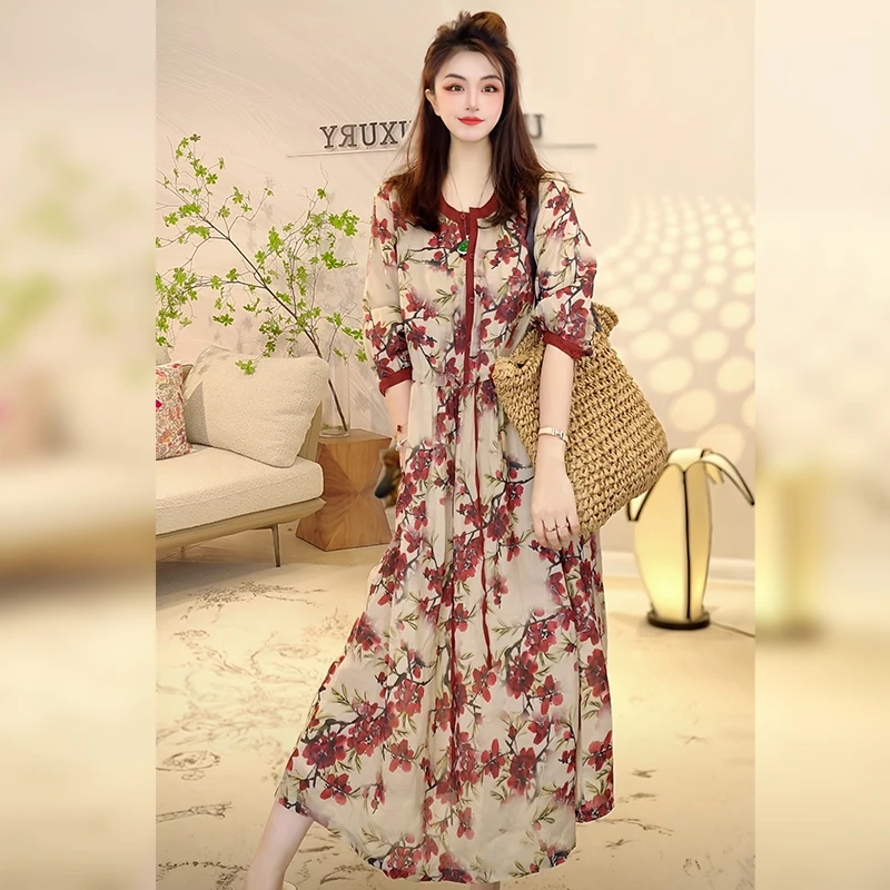 Linda姐高端线【欧若风】新款法式气质苎麻连衣裙AS5LYM0127