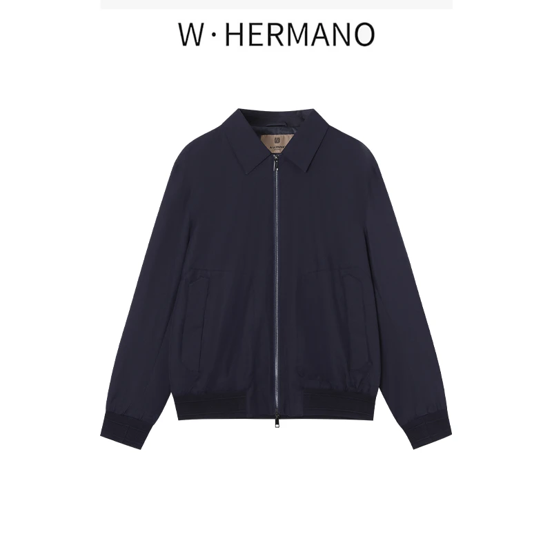 W·HERMANO男士夹克外套9903拉链时尚纯色简约休闲百搭