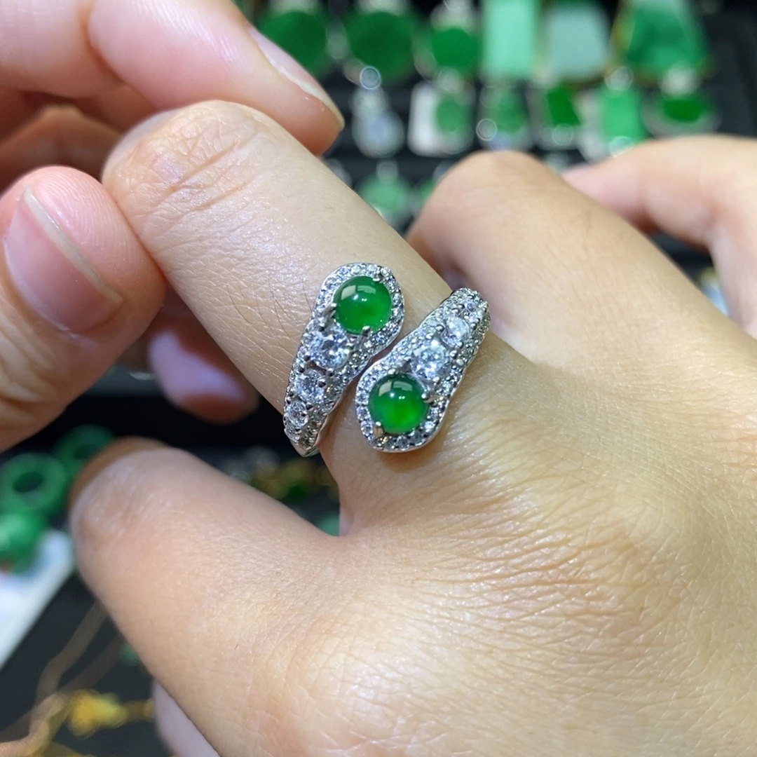 翡翠银S925镶嵌戒指危地马拉