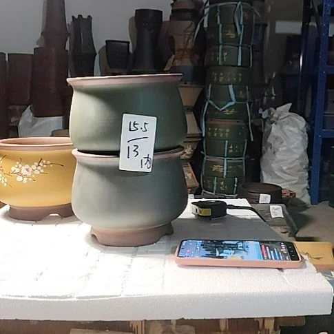 紫砂花盆老桩盆景盆一对39.9