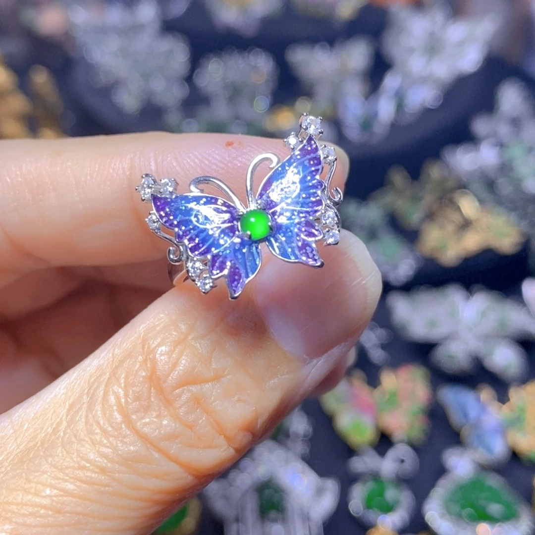 翡翠银S925镶嵌吊坠(不含链)天然翡翠