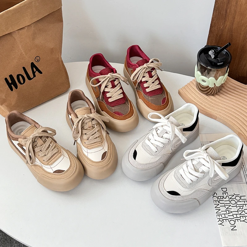 希玥 乳胶鞋垫厚底德训鞋女鞋2024新款ins潮板鞋女鞋设计感小白鞋