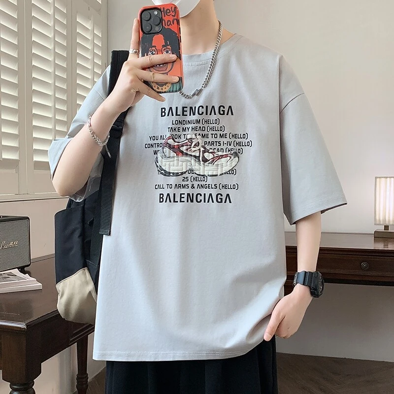 青少年短袖t恤男孩15岁高中初中学生宽松上衣13潮流帅气大童男装