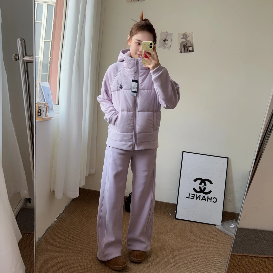 黑金石墨烯冬季棉服套装加厚防风女士时尚套装  B612