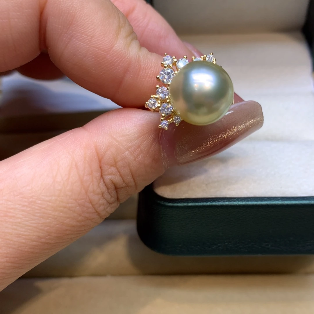 银S925镶嵌戒指海水珍珠