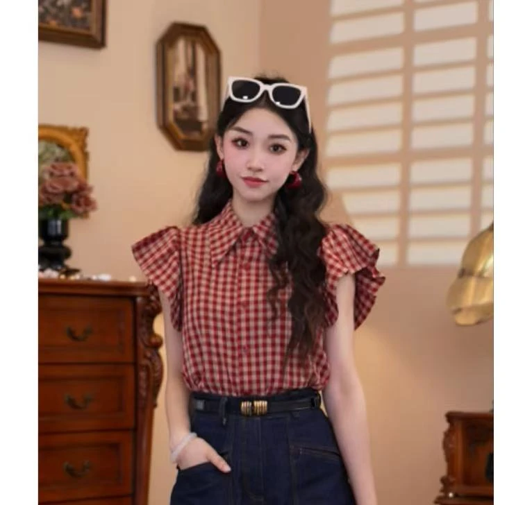 富贵【樱桃慕斯】港味复古时尚气质短袖上衣02241