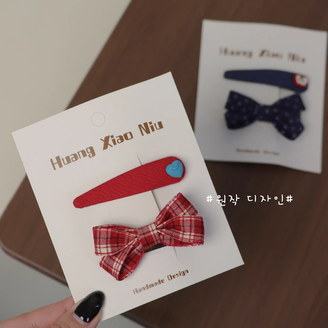 黄小妞儿童发饰女童蝴蝶结秋冬发夹宝宝头饰气质复古女童发卡