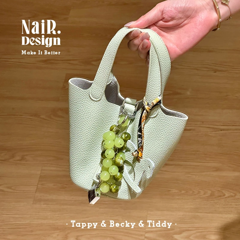 古莉奈尔中号气泡绿菜篮子头层牛皮高级感轻奢风手提包通勤女包