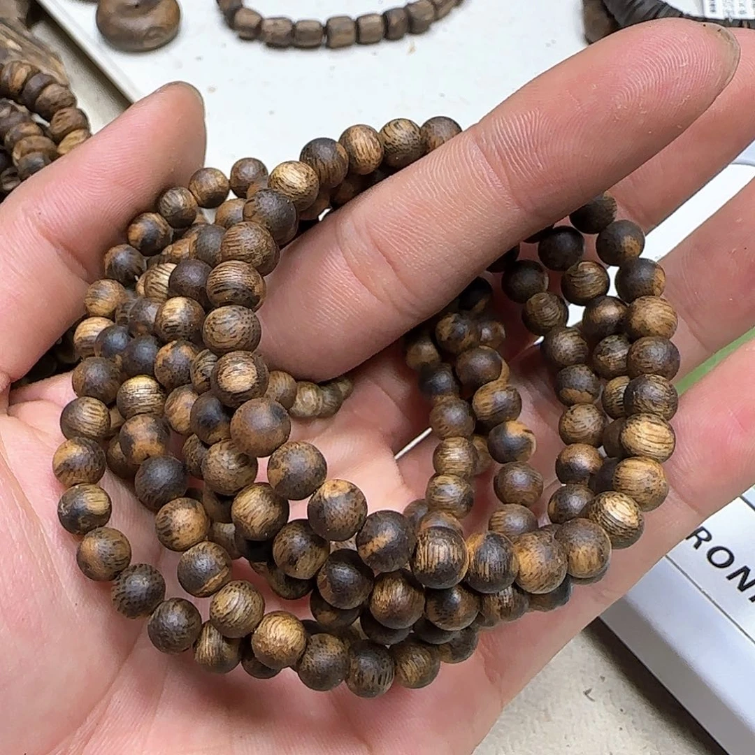 沉香沉香碎屑奇楠沉香圆珠单圈0.6多样性发一条