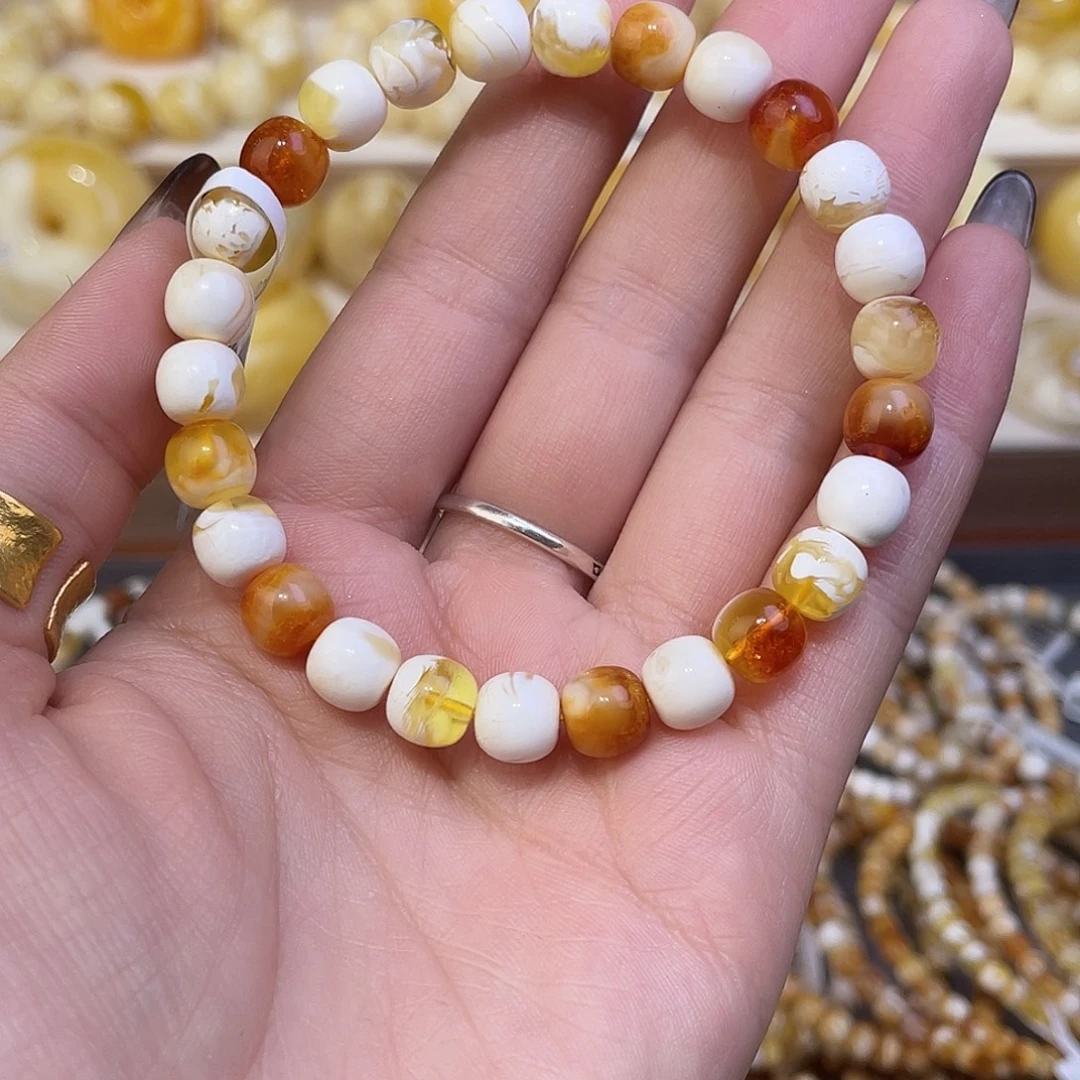 琥珀未镶嵌手链8mm糖果沁