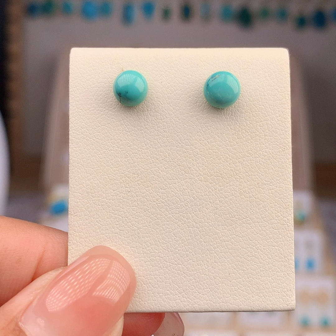 绿松石银S925镶嵌耳饰