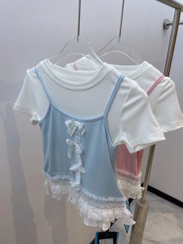 馨艺童品620女童夏季蕾丝体恤