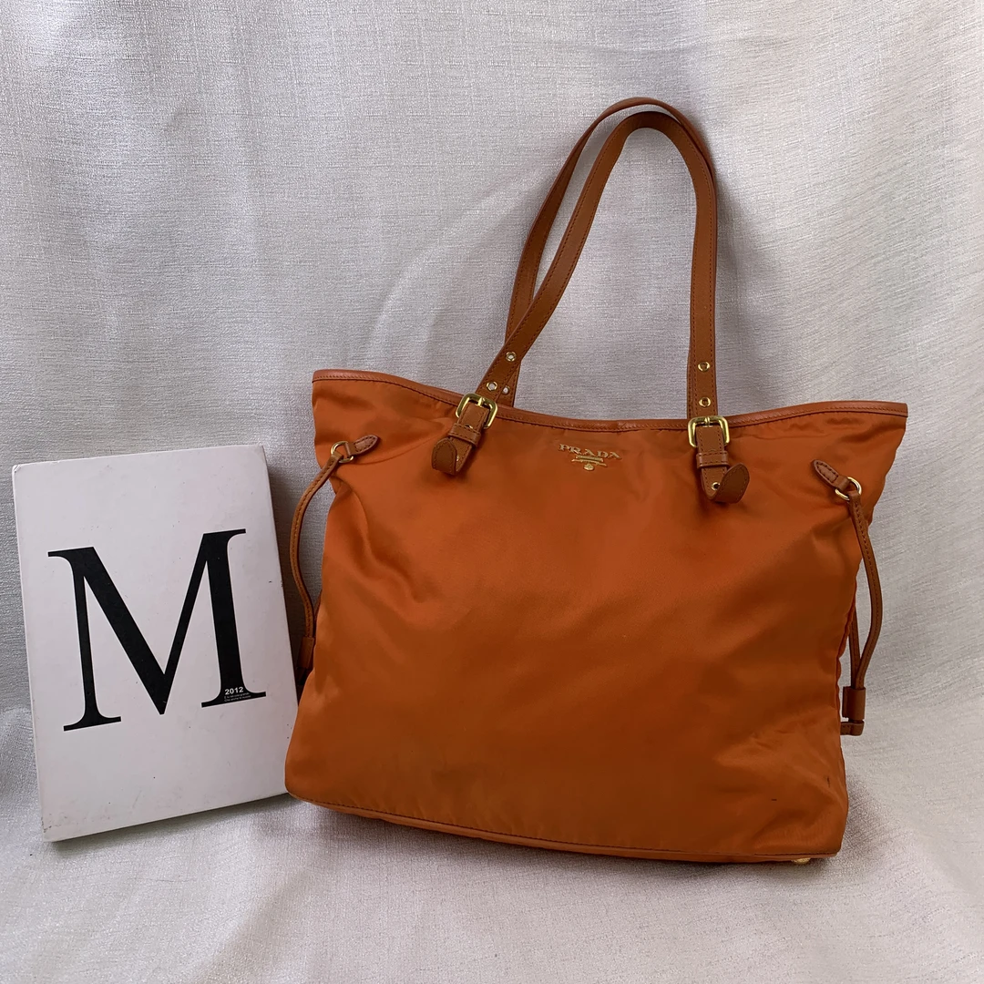 95新 Prada/普拉达 橘色降落伞手提单肩包/ZH12509014/9014