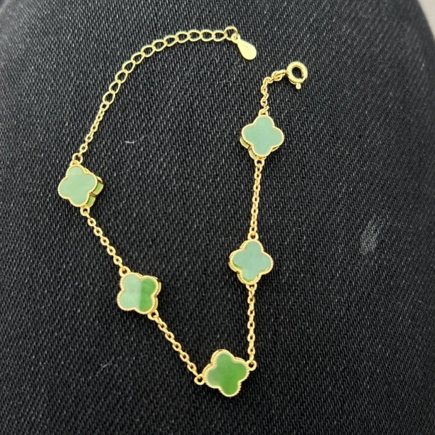 和田玉四叶草手链银镶多样性拍一发一【ZR】