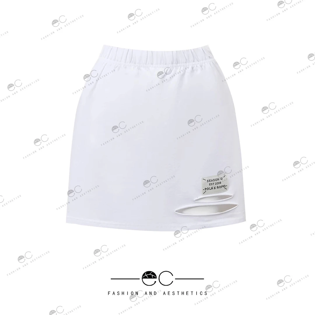 宁熙EC原创2023秋冬新款纯色系松紧腰纯色系刺绣半身裙DBAA106